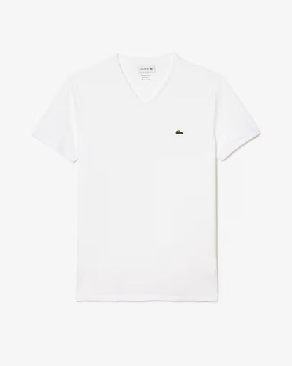 Lacoste · T-shirt uomo scollo V cotone pima bianco