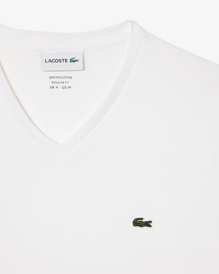 Lacoste · T-shirt uomo scollo V cotone pima bianco