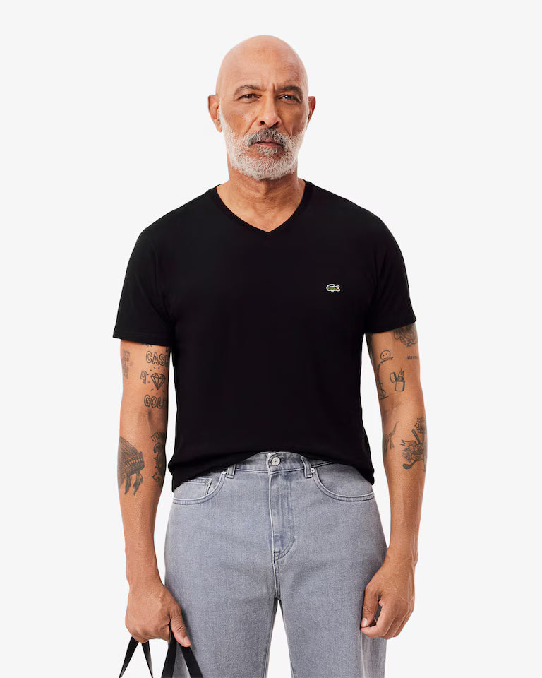 Lacoste · T-shirt uomo scollo V cotone pima nero