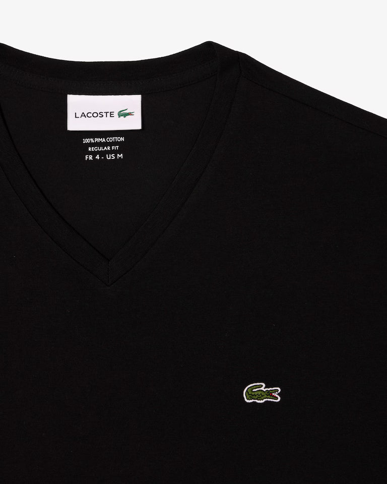 Lacoste · T-shirt uomo scollo V cotone pima nero