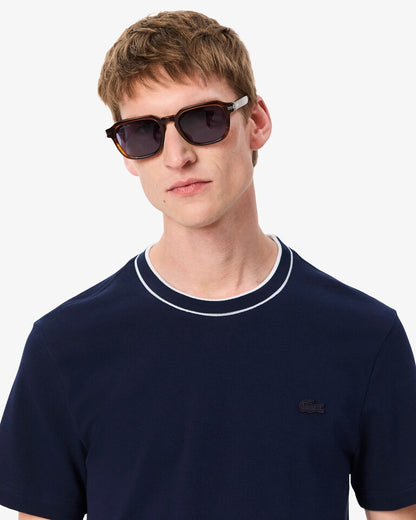 Lacoste T-Shirt Uomo Manica Corta in Cotone Pique Blu