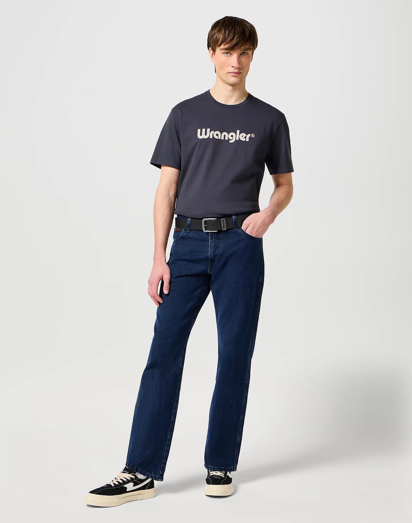 WRANGLER Cintura Uomo in pelle crosta con fibbia metallica ossidata