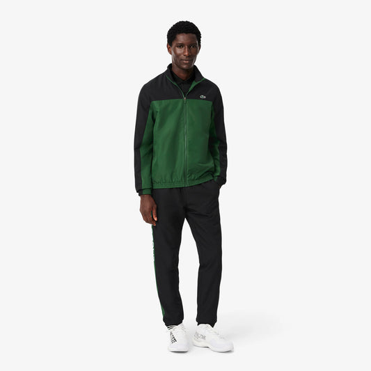 Lacoste Tuta Uomo Regular Fit in Taffetà Riciclato Nera e Verde