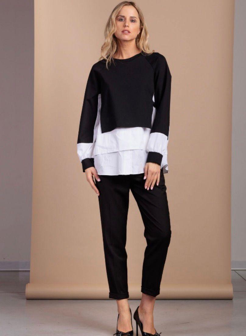 REBEKA ROSS Pantalone Donna chino con risvolto regular fit in cotone