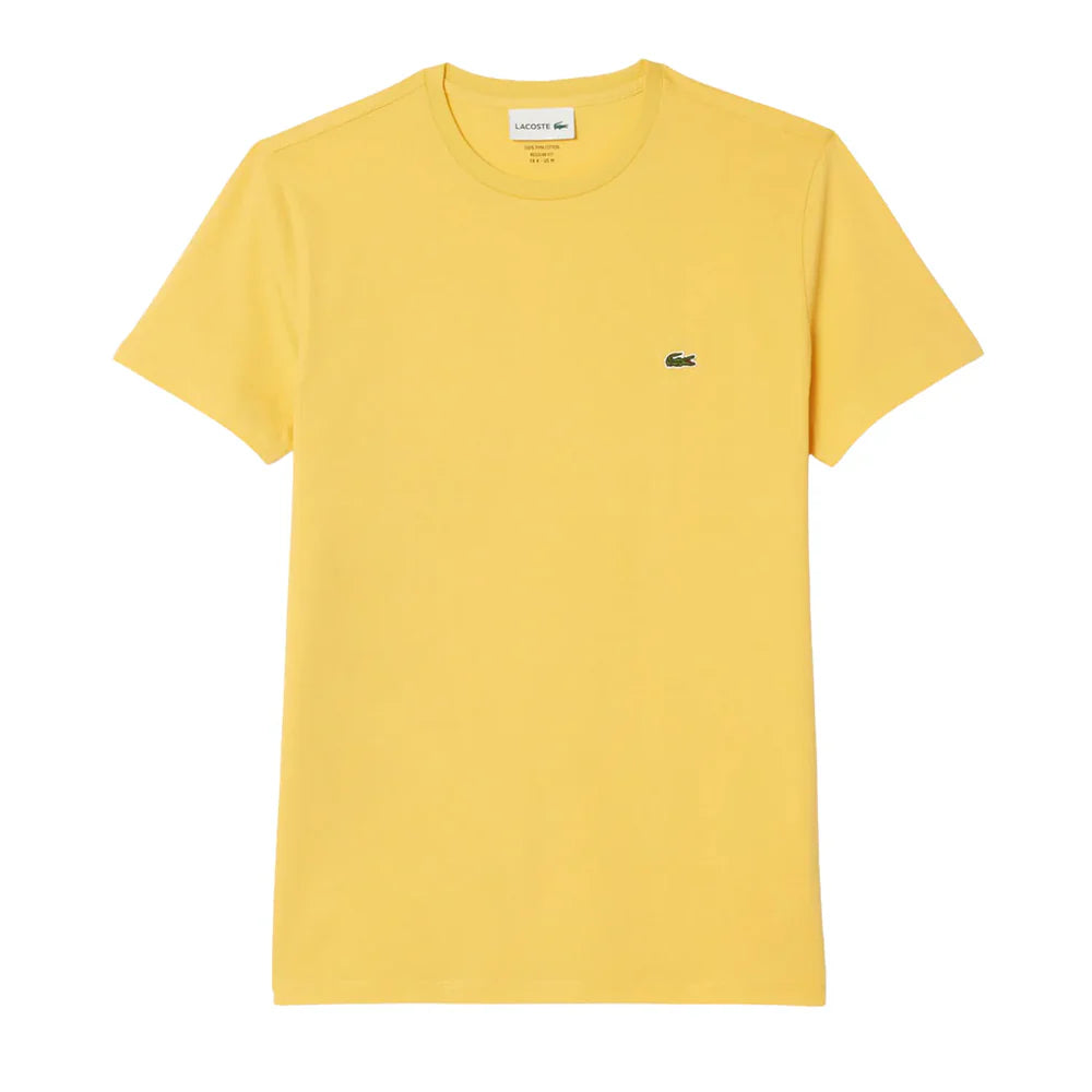 LACOSTE T-Shirt Uomo Manica Corta Cotone PIMA Giallo