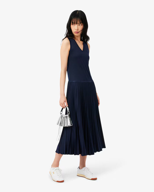 Lacoste · Abito donna lungo plissettato scollo V blu