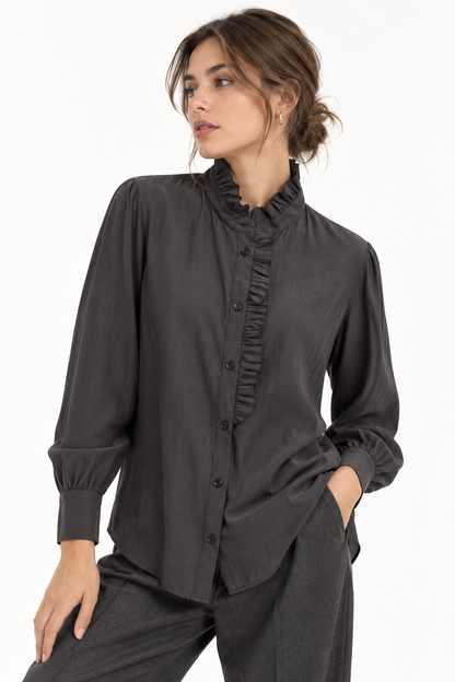 Rebeka Ross · Camicia donna con rouches nera