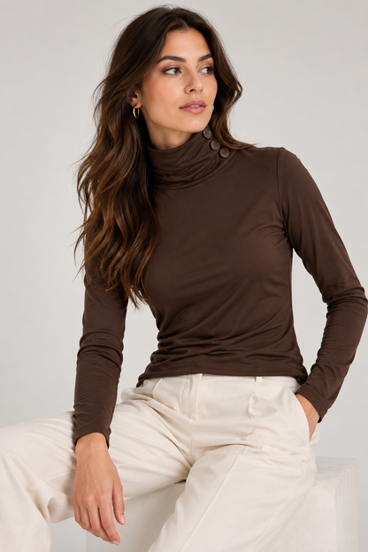 Rebeka Ross · maglia collo alto con bottoncini misto cashmere