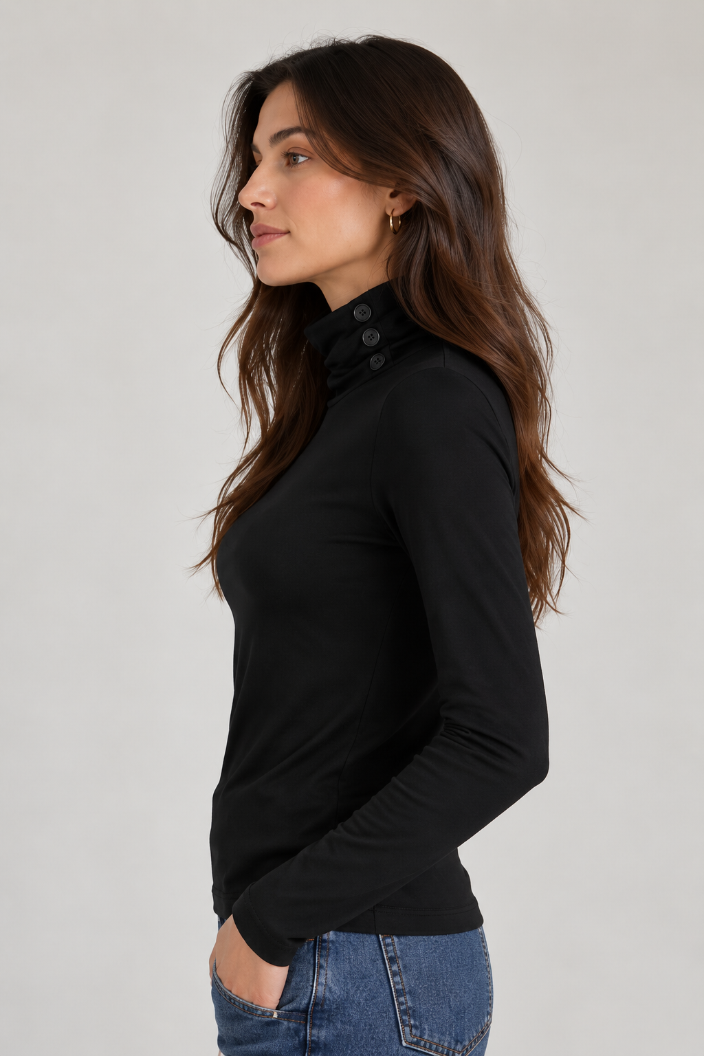 Rebeka Ross · maglia collo alto con bottoncini misto cashmere