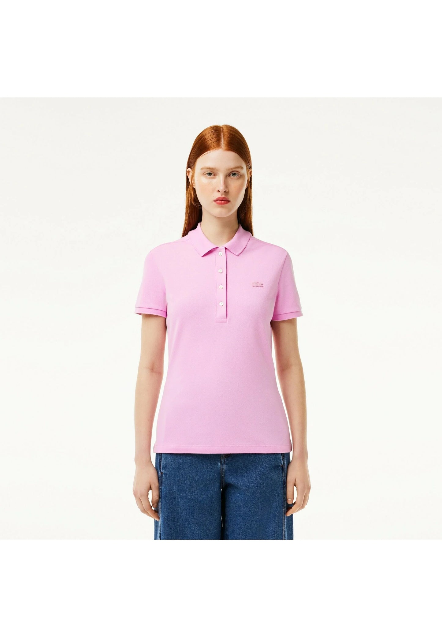 LACOSTE Polo Donna Slim fit in Piqué di cotone stretch manica corta Rosa