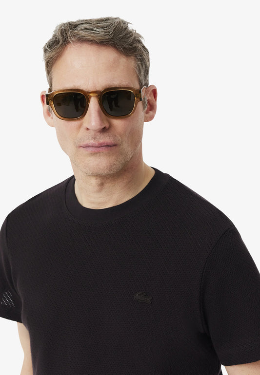 Lacoste T-Shirt Uomo Manica Corta in Cotone Pique Marrone