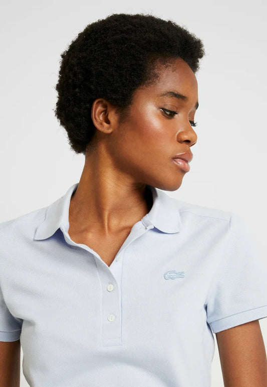 LACOSTE Polo Donna Slim fit in Piqué di cotone stretch manica corta celeste chiaro