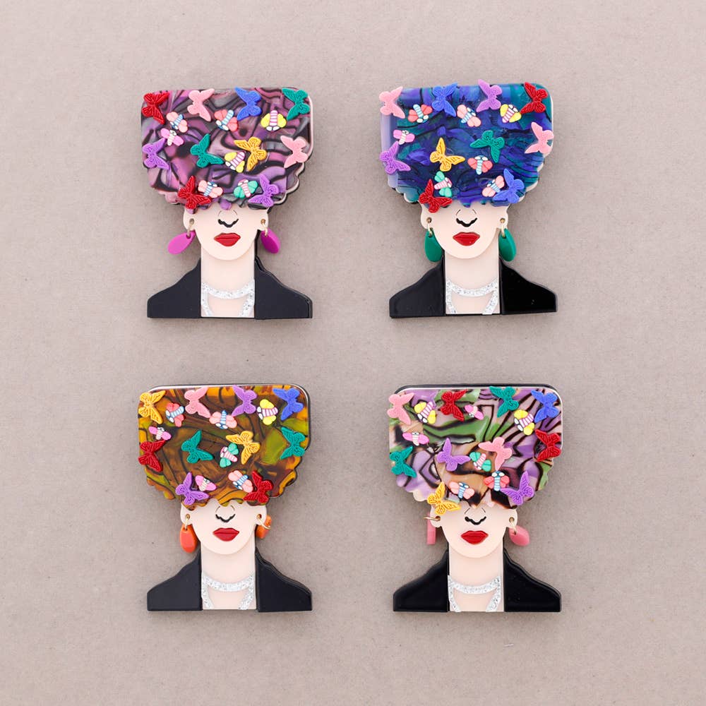 Spilla Frida in resina primavera