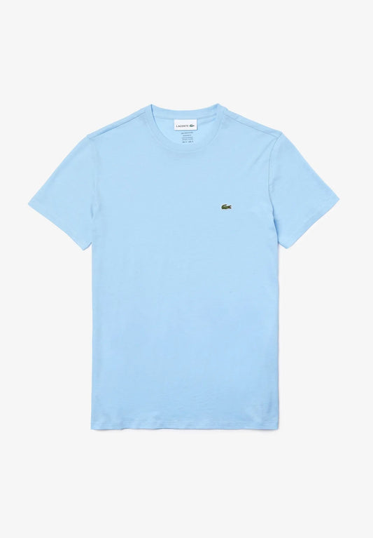 LACOSTE T-Shirt Uomo Manica Corta Cotone PIMA Azzurro