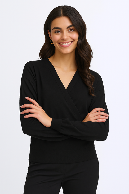 FRANSA Maglione Donna incrociato scollo a V in Viscosa