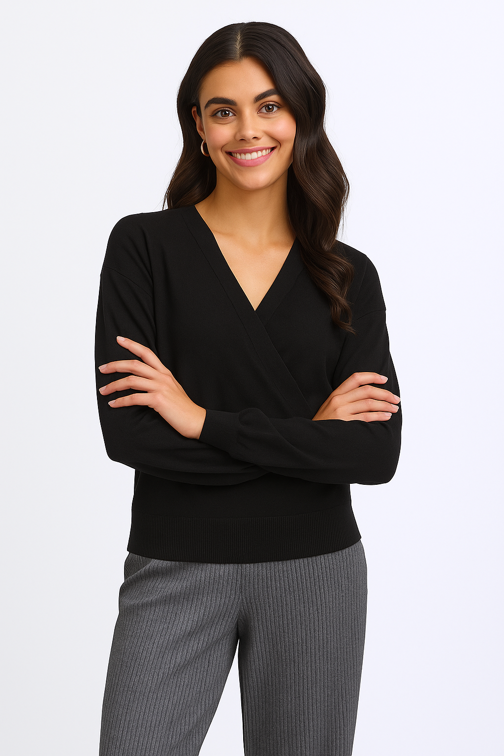 FRANSA Maglione Donna incrociato scollo a V in Viscosa