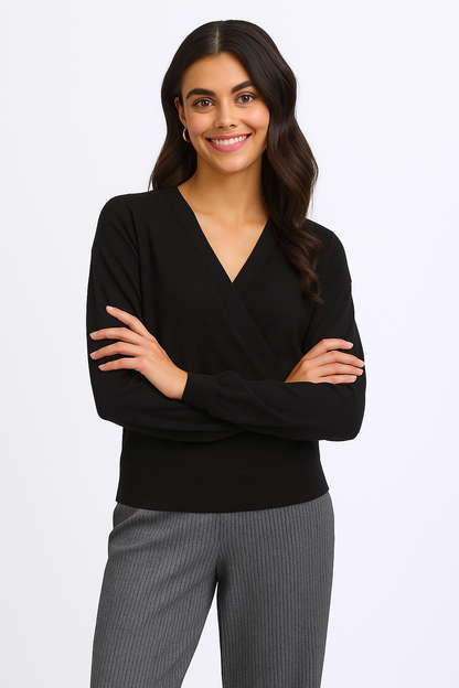 FRANSA Maglione Donna incrociato scollo a V in Viscosa