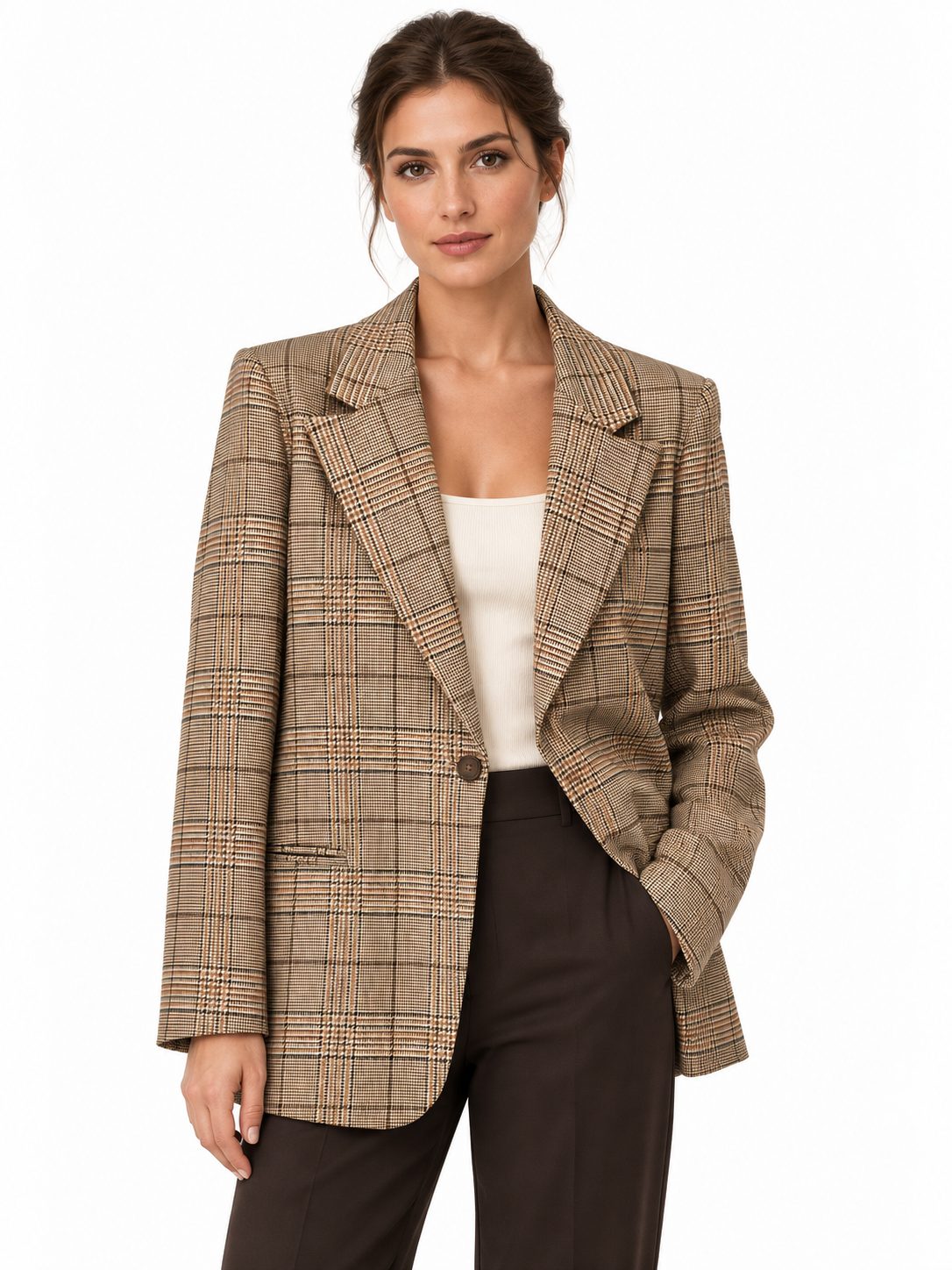 Rebeka Ross · Blazer donna quadri beige