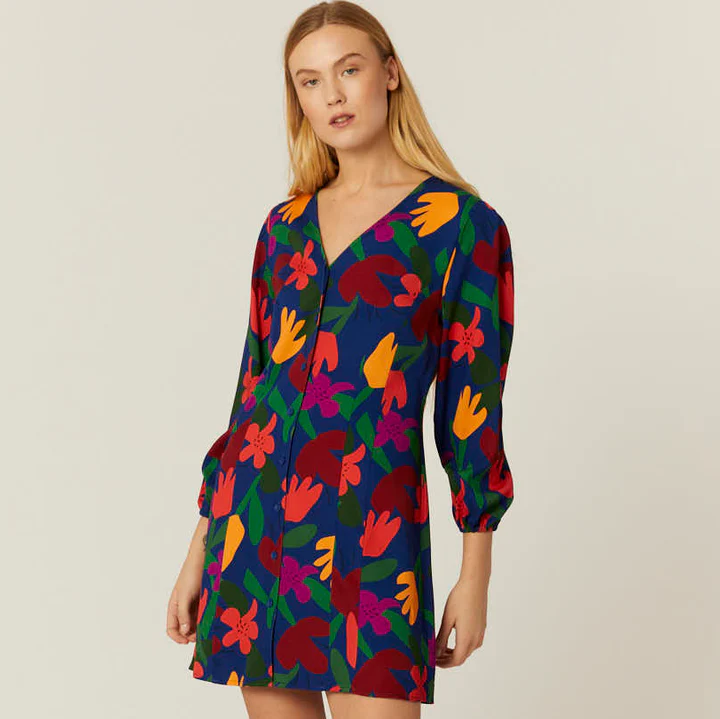 Abito Donna Pepaloves Corto con Stampa Floreale Bouquet – 100% Rayon