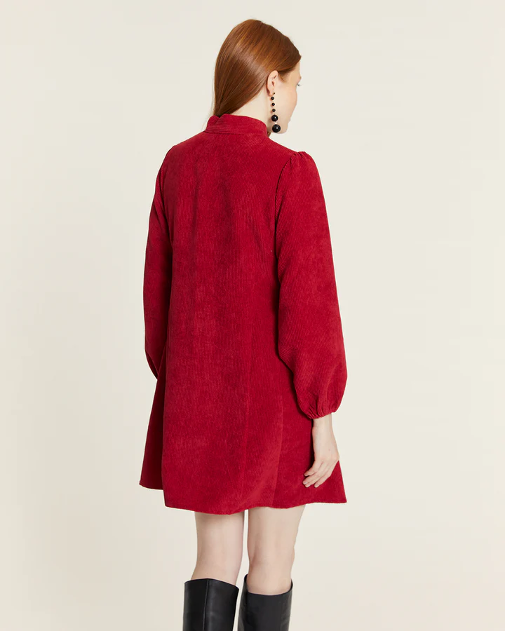 Abito Donna Pepaloves Corto in Velluto a Coste con Fiocco – Rosso