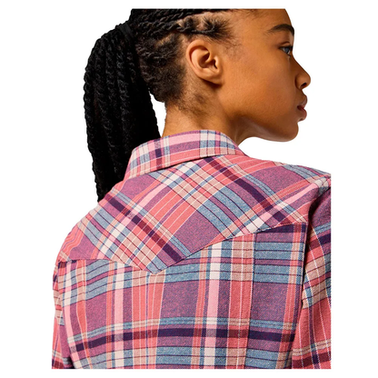 Flanella Camicia Donna in flanella a quadri Viola e Rosa