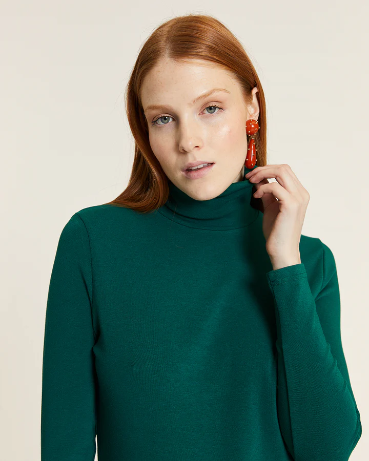 Dolcevita Verde Donna in Maglia Elasticizzata - Pepaloves