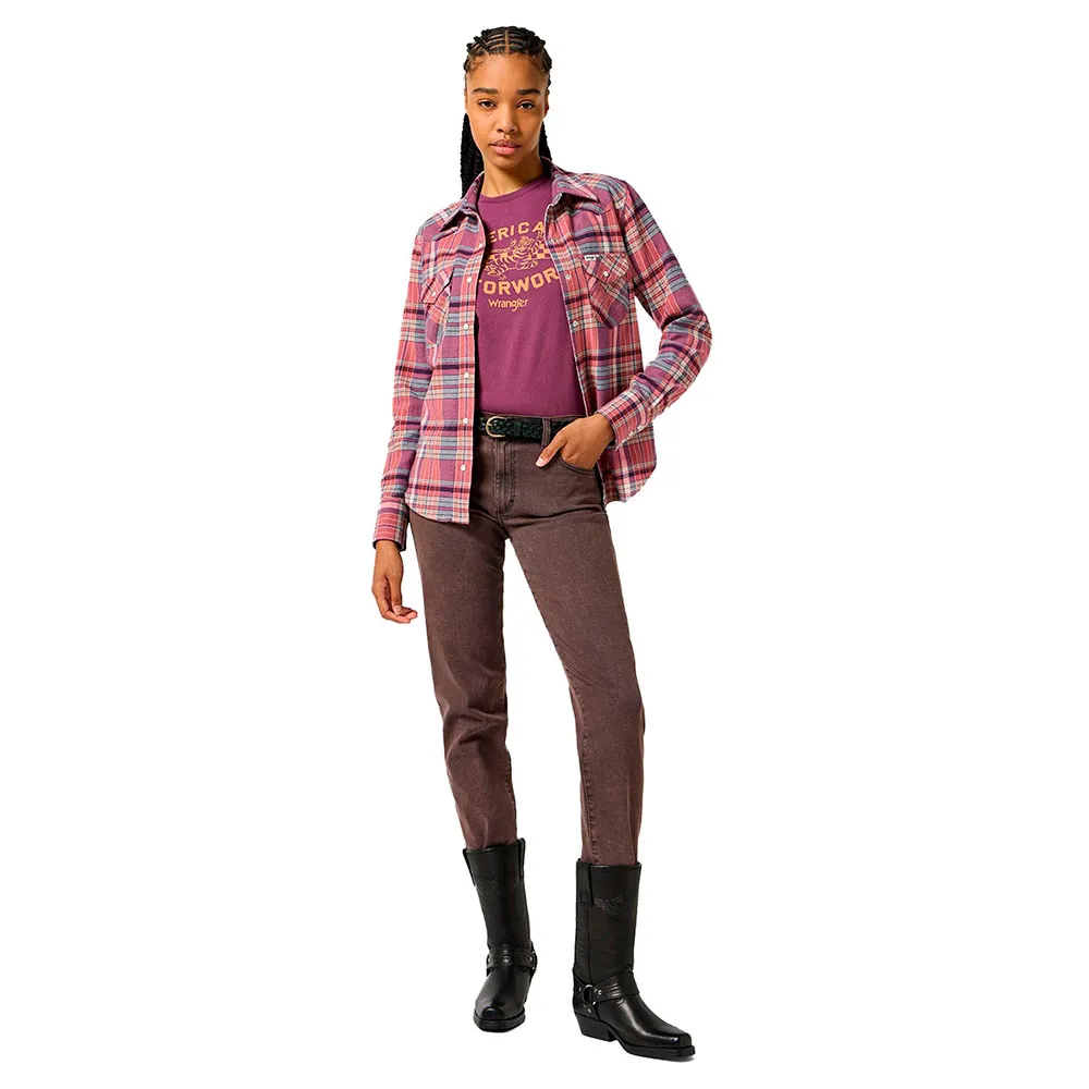 Flanella Camicia Donna in flanella a quadri Viola e Rosa