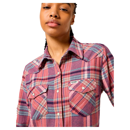 Flanella Camicia Donna in flanella a quadri Viola e Rosa