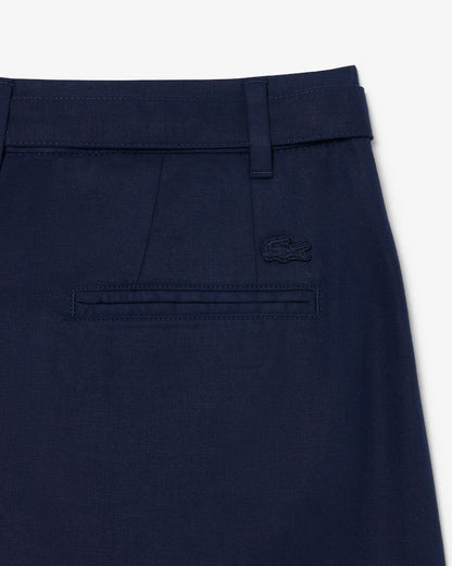 Lacoste · Bermuda donna oversize pinces misto lino blu