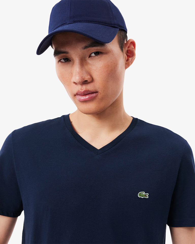 Lacoste · T-shirt uomo scollo V cotone pima blu