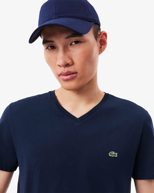 Lacoste · T-shirt uomo scollo V cotone pima blu