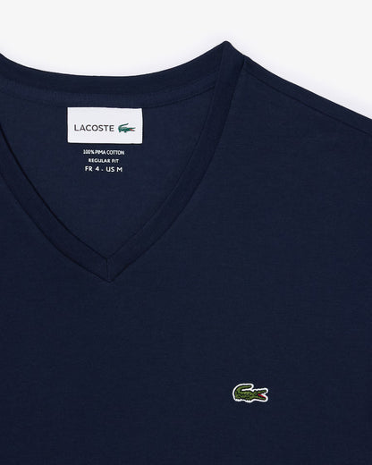 Lacoste · T-shirt uomo scollo V cotone pima blu