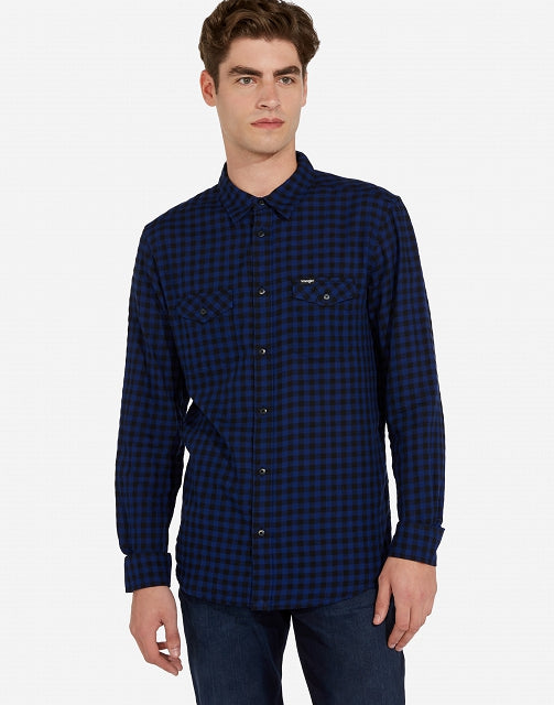 WRANGLER Camicia Uomo Regular Fit in flanella a quadri doppio taschino