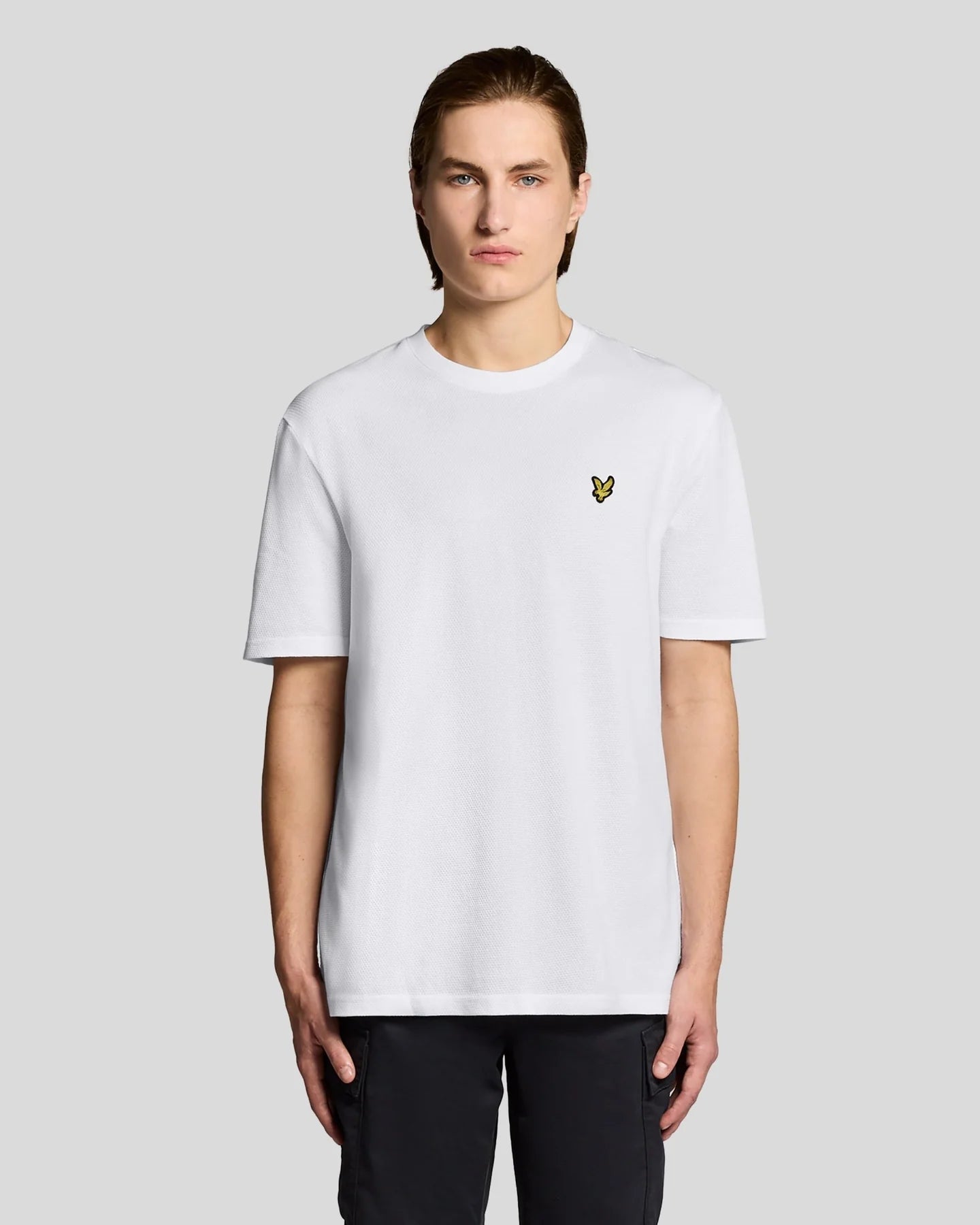 Lyle & Scott · T-Shirt uomo relaxed cotone Jacquard bianco
