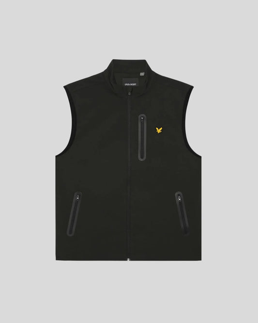 Lyle & Scott Gilet Uomo con zip full e tessuto tecnico elasticizzato Nero