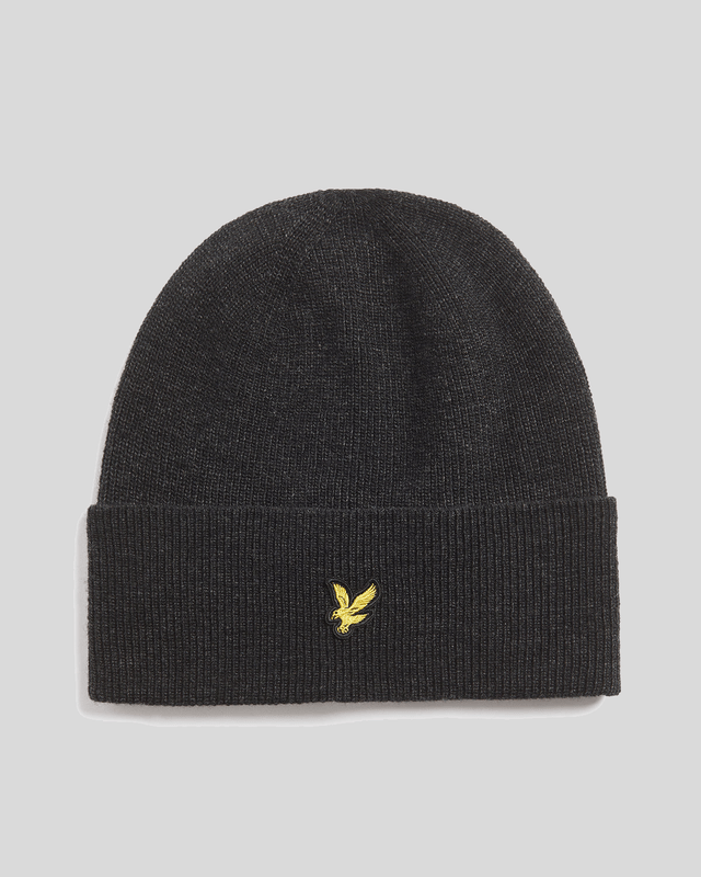 Lyle & Scott berretto a coste lambswool Jet Black Marl
