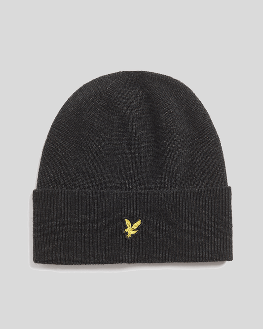Lyle & Scott berretto a coste lambswool Jet Black Marl