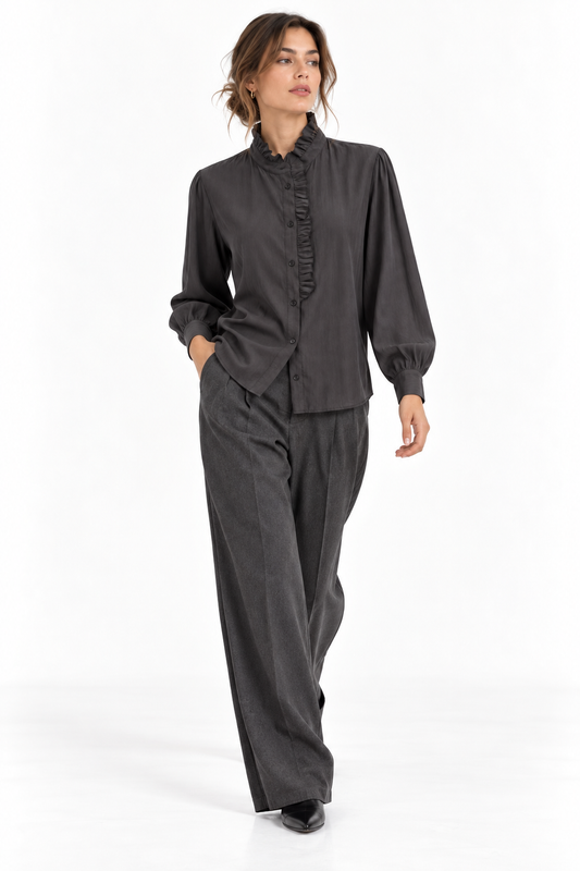 Rebeka Ross · Camicia donna con rouches nera