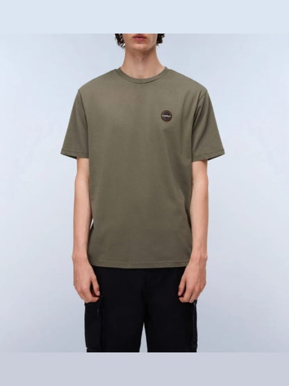 Napapijri · T-shirt Badge logo circolare uomo verde oliva