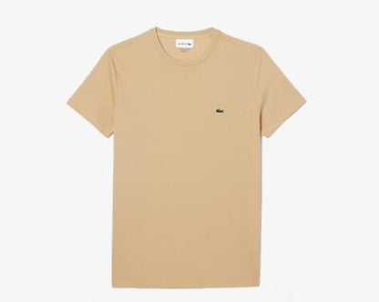 LACOSTE T-Shirt Uomo Manica Corta Cotone PIMA Beige
