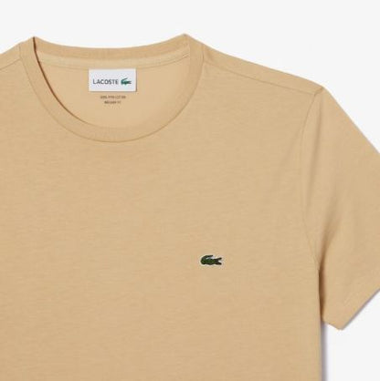 LACOSTE T-Shirt Uomo Manica Corta Cotone PIMA Beige