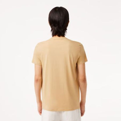 LACOSTE T-Shirt Uomo Manica Corta Cotone PIMA Beige