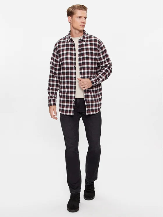 WRANGLER Camicia Uomo Regular Fit in flanella a quadri blu e verde